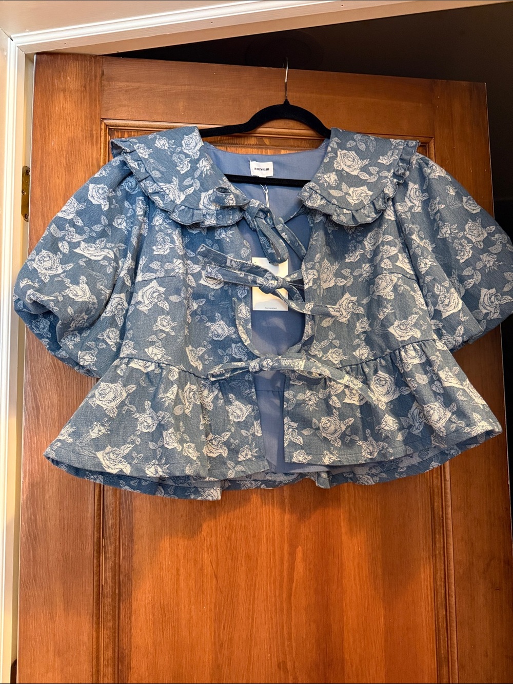AUREUM Blue Floral Tie-Front Jacket
